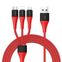 

Кабель 3 в 1 ROCK Hi-Tensile 3-in-1 Charging Cable USB – Lightning + micro USB + Type-C